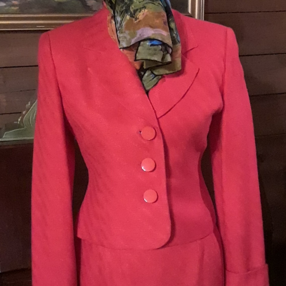 Christian Dior orange Skirt Suit 6 Petite - Picture 2 of 8